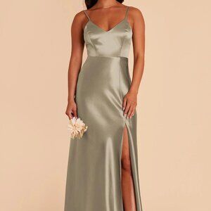 Birdy Grey Jay Shiny Satin Dress - Moss Green